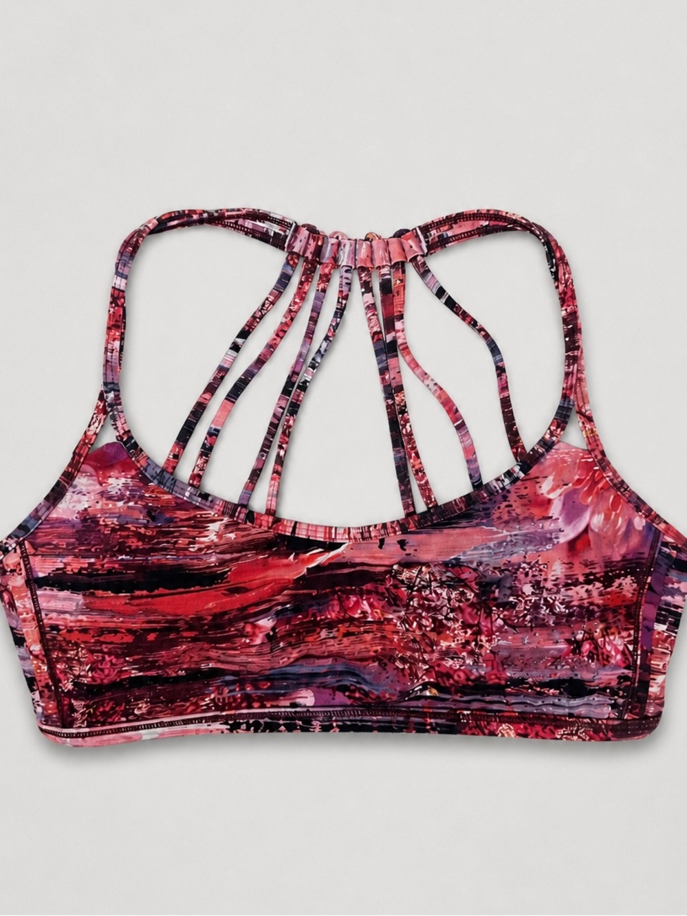 Lululemon free to be Strappy Back Abstract Print Sports Bra Size 8